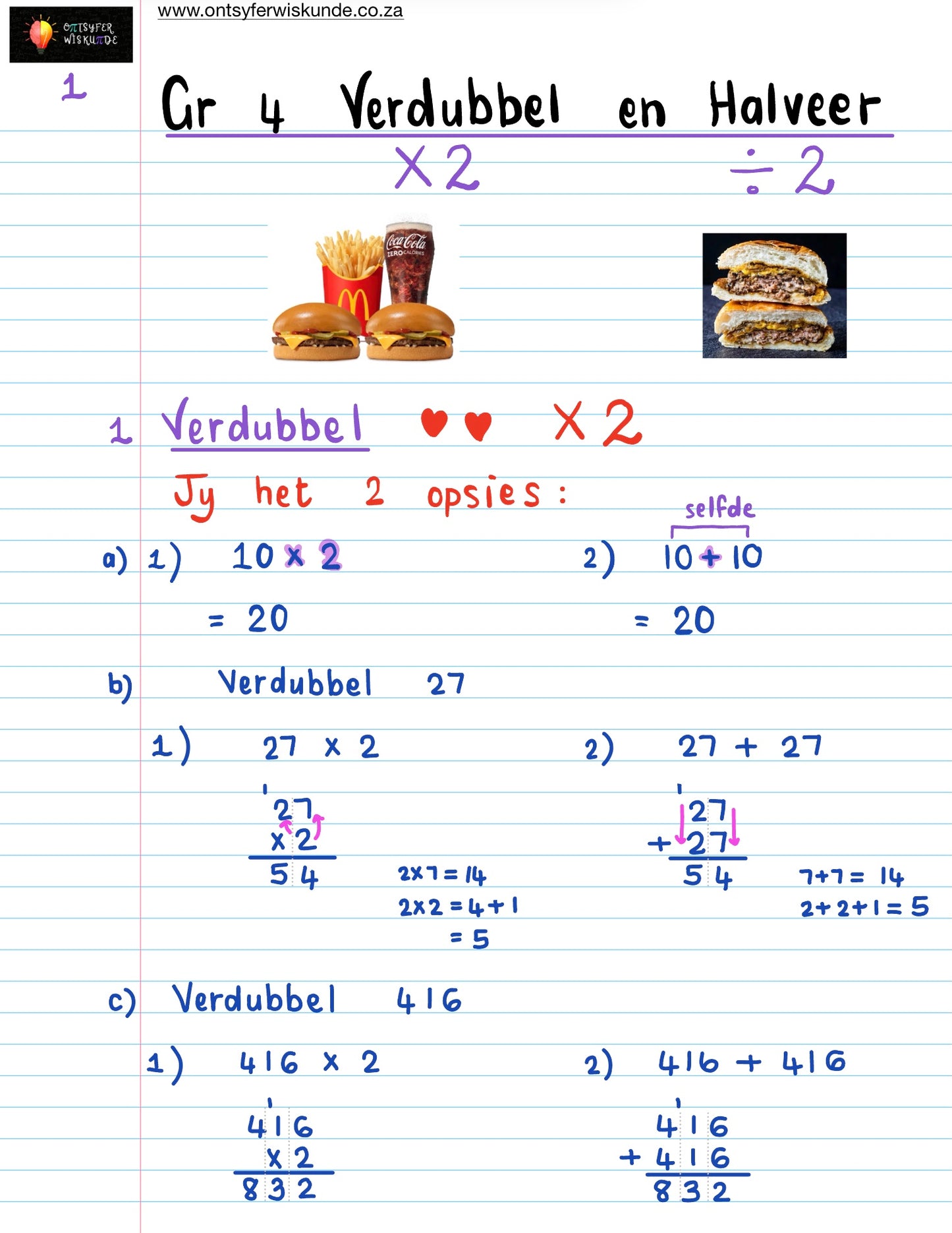 Gr 4 Verdubbel en Halveer AFRIKAANS