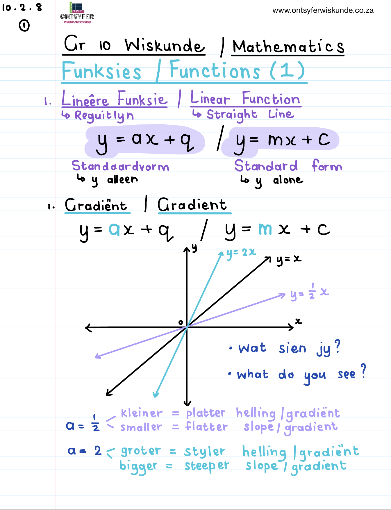Gr 10 Funksies / Functions (1)