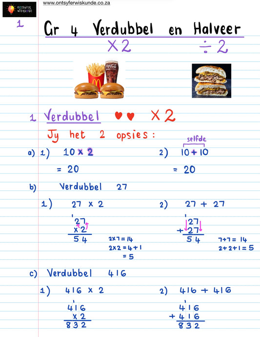 Gr 4 Verdubbel en Halveer AFRIKAANS