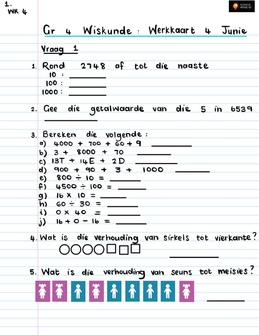 Gr 4 Wisk Werkkaart 4 Junie