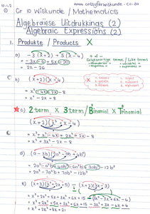 Gr 10 Algebraïese Uitdrukkings/Algebraic Expressions (2)