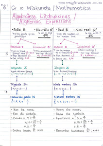 Gr 10 Algebraïese Uitdrukkings (1) / Algebraic Expressions (1)