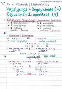 Gr 10 Vergelykings / Equations (4)