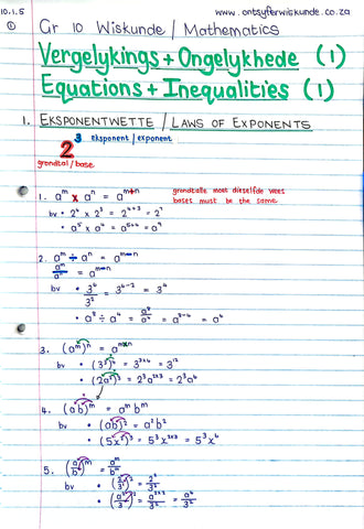 Gr 10 Vergelykings/Equations (1)