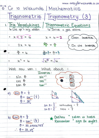 Gr 10 Trigonometrie / Trigonometry (3)