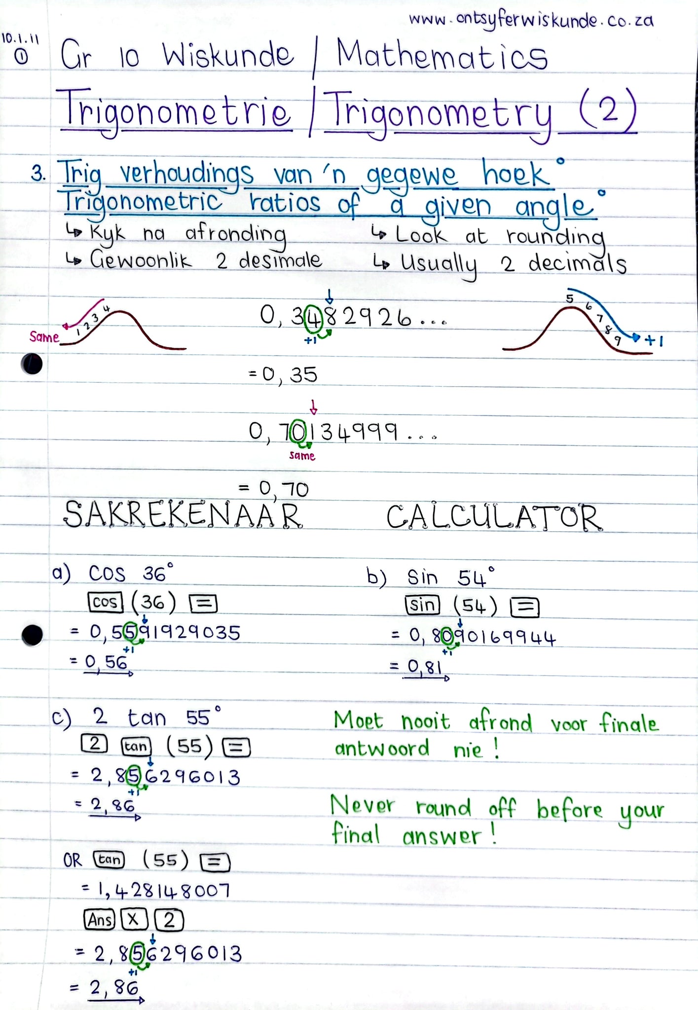 Gr 10 Trigonometrie / Trigonometry (2)