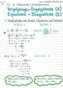 Gr 10 Vergelykings / Equations (3)