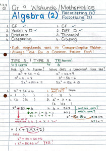 Gr 9 Faktorisering / Factorisation (2)