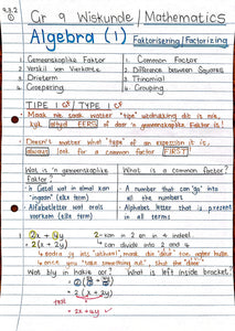 Gr 9 Faktorisering / Factorisation (1)