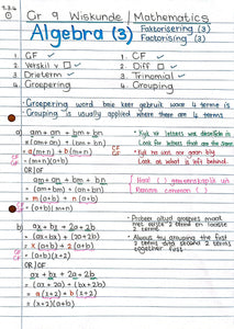 Gr 9 Faktorisering / Factorisation (3)