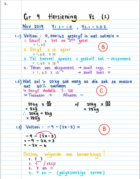 Gr 9 November Hersiening V1 memo