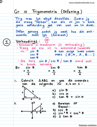 Gr 10 Trig Oefening en memorandum