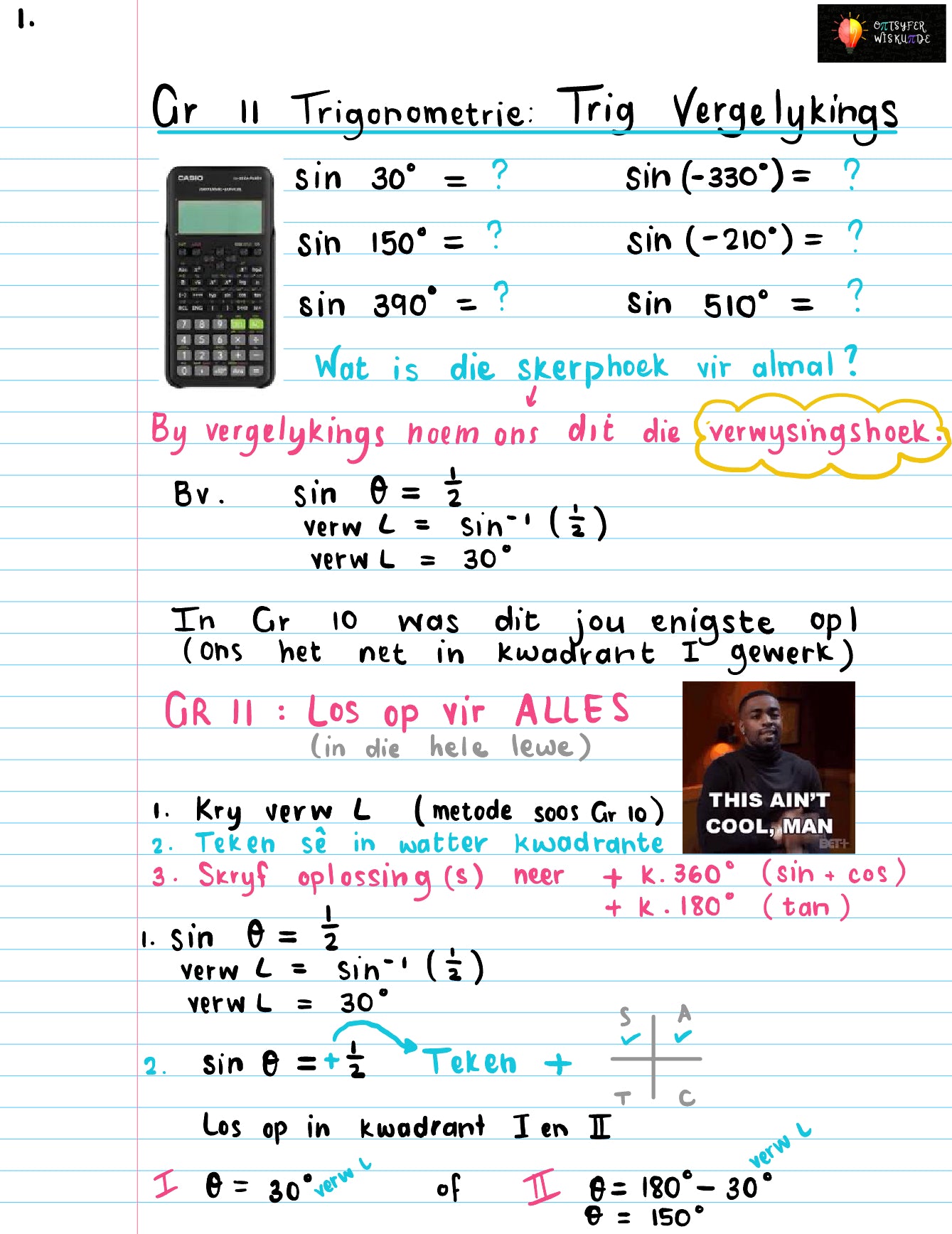 Gr 11 Trigonometrie Vergelykings