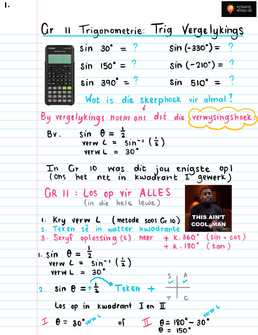 Gr 11 Trigonometrie Vergelykings