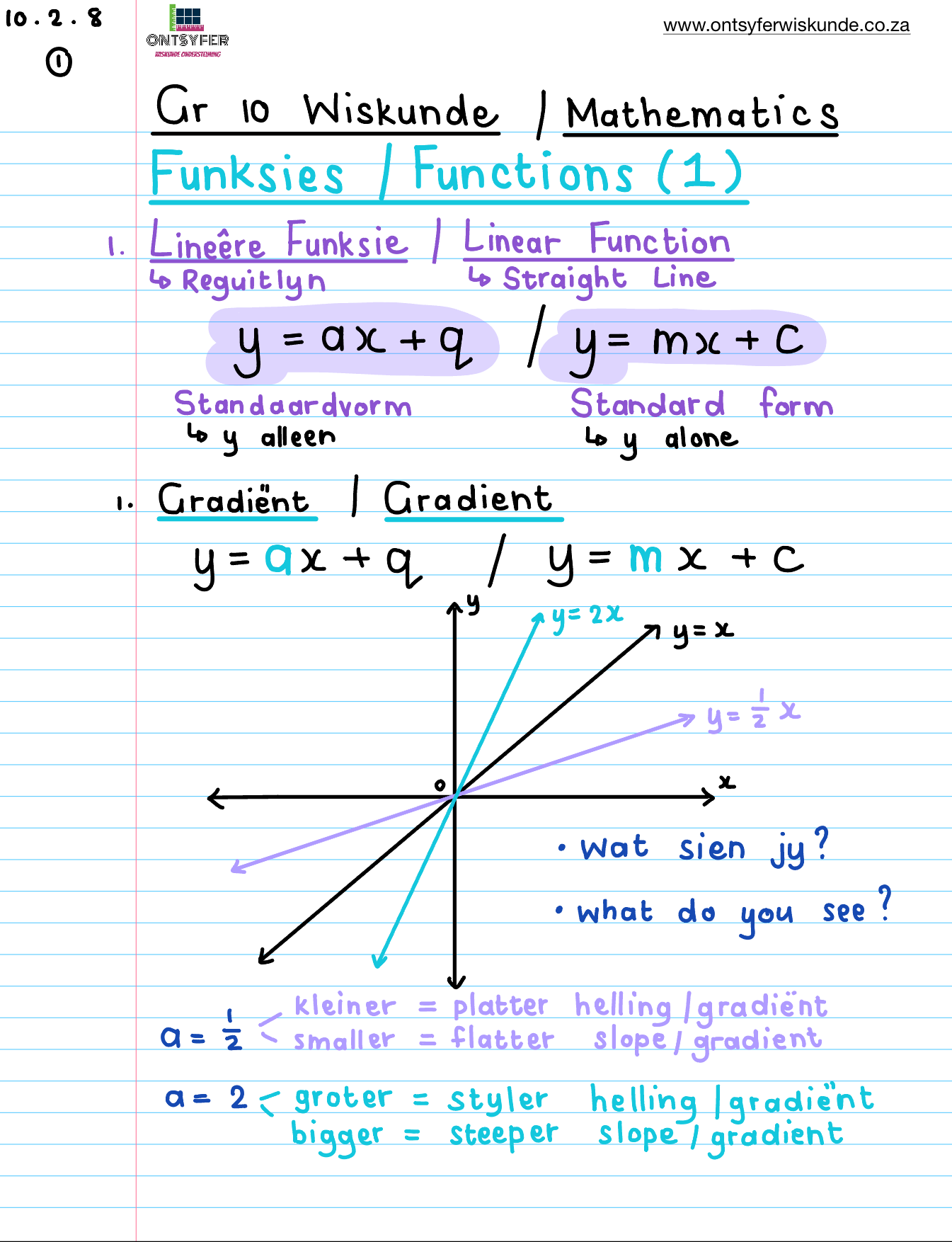 Gr 10 Funksies / Functions (1)