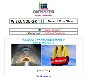 Gr 11 Wiskunde - Funksies (Parabool)