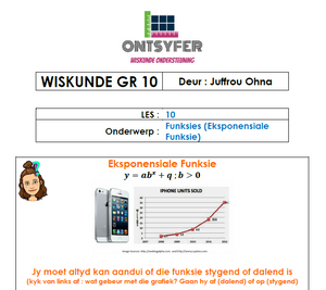 Gr 10 Wiskunde - Funksies (Eksponensiale)