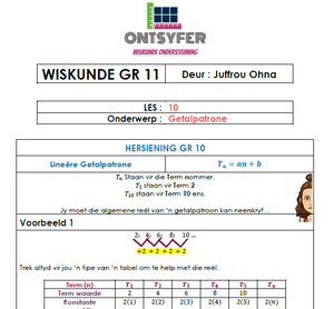 Gr 11 Wiskunde - Getalpatrone