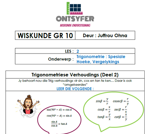 Gr 10 Wiskunde - Trigonometrie 2