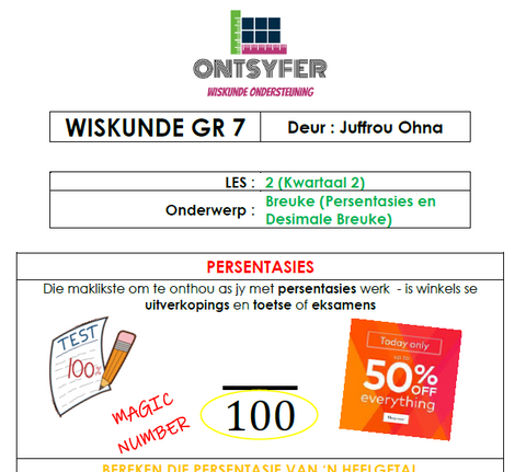 Gr 7 Wiskunde - Breuke 2