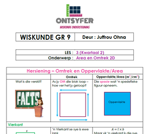 Gr 9 Wiskunde - Omtrek en Oppervlakte