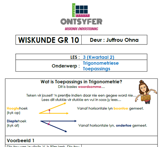 Gr 10 Wiskunde - Trigonometriese Toepassings
