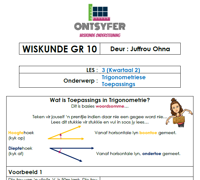 Gr 10 Wiskunde - Trigonometriese Toepassings