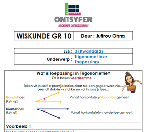 Gr 10 Wiskunde - Trigonometriese Toepassings