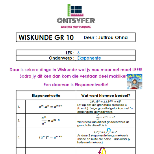 Gr 10 Wiskunde - Eksponente