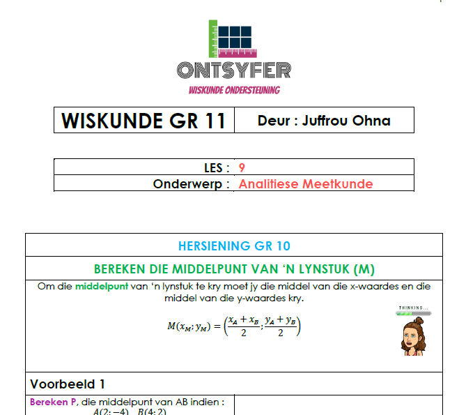 Gr 11 Wiskunde - Analitiese Meetkunde