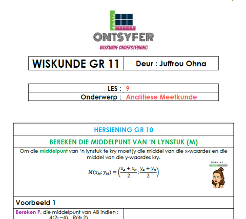 Gr 11 Wiskunde - Analitiese Meetkunde