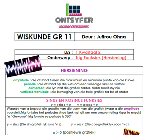 Gr 11 Wiskunde - Trig Funksies Hersiening