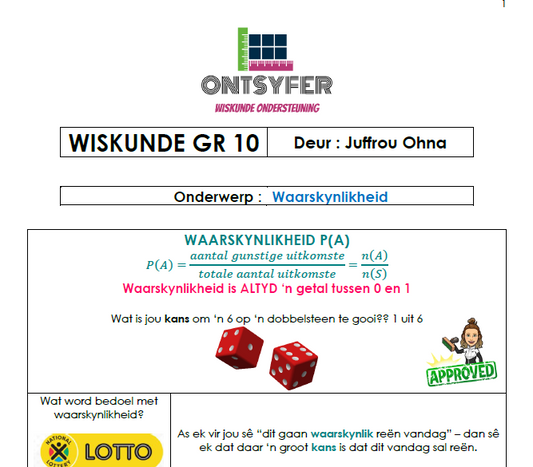 Gr 10 Wiskunde - Waarskynlikheid
