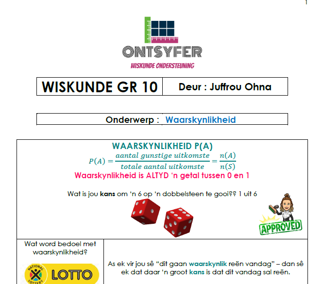 Gr 10 Wiskunde - Waarskynlikheid