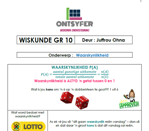 Gr 10 Wiskunde - Waarskynlikheid